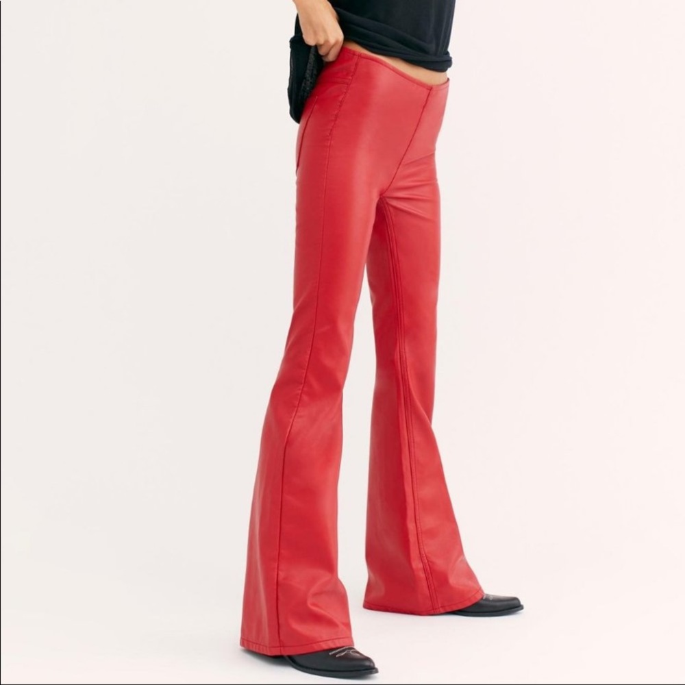 Free people red vegan leather pants